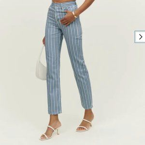 Reformation Cynthia Striped High Rise Straight Jeans